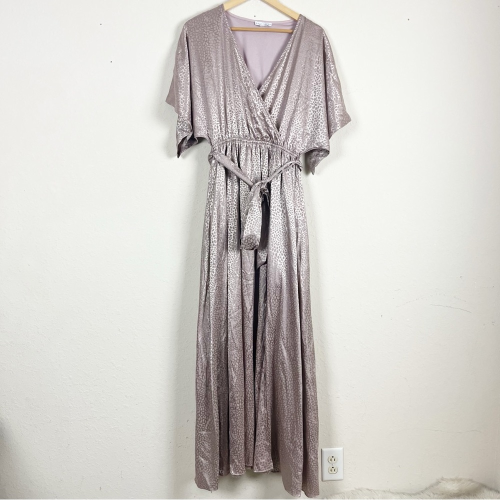 Baltic Born Savannah Print Satin Kimono Maxi Dress Size Small